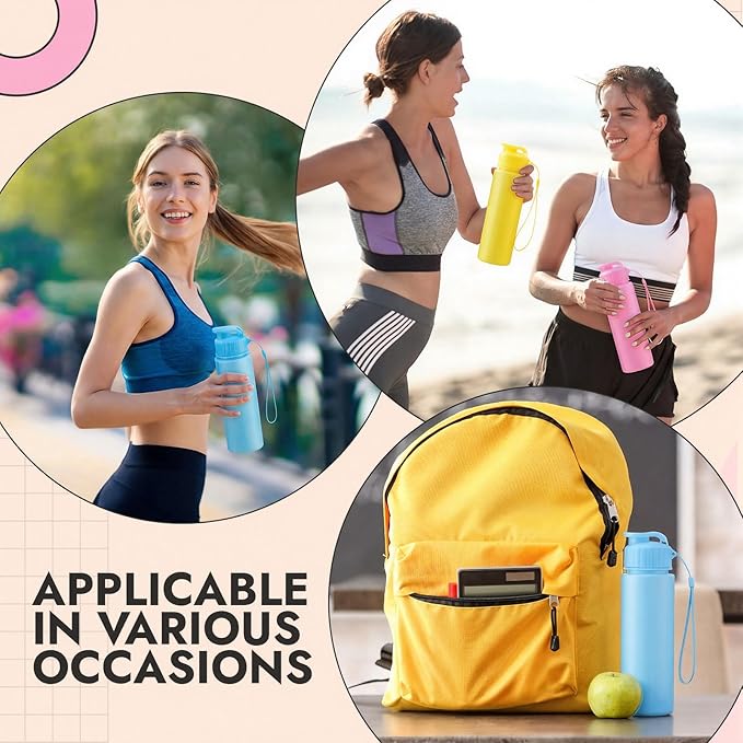Mifoci 20 Pieces Water Bottle Bulk 17 oz Plastic Water Bottles Bulk Gym Sports Adults Reusable Large Bottles with Leak Proof Flip Top for Party Outdoor (Macaron Colors)