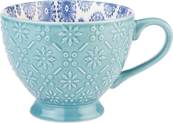 Signature Housewares Pad Print PP11 Assorted Footed Mugs (Set of 4), Multicolor,20 fl oz