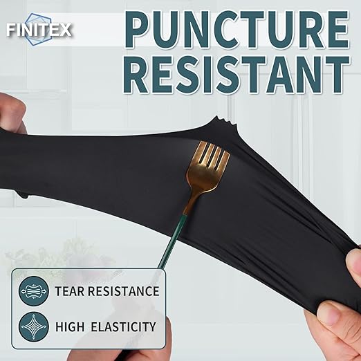 FINITEX - Black Nitrile Disposable Gloves, 5mil, Powder-free, Medical Exam Latex-Free 100 PCS For Examination Home Cleaning Food Glove (Medium)