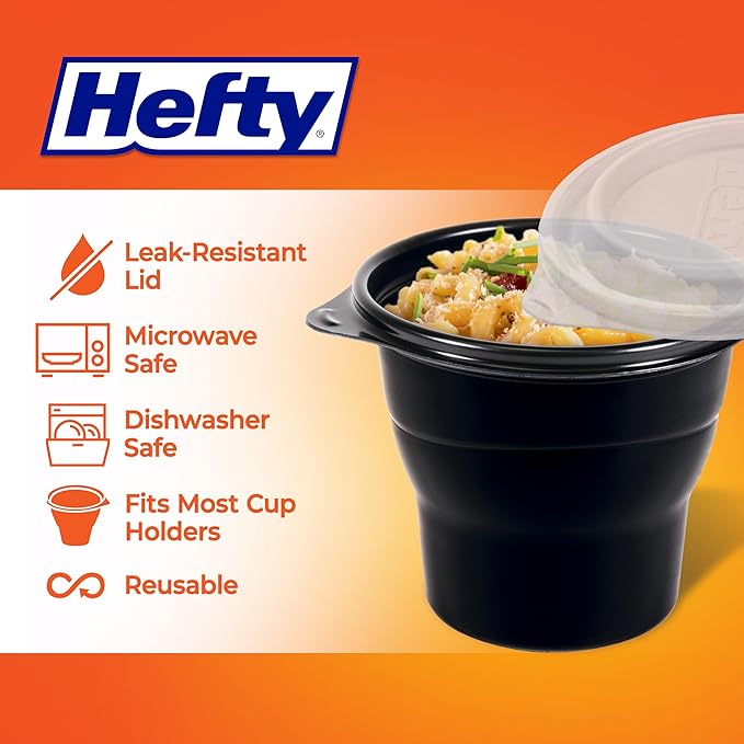 Hefty Multi-Purpose Cups, Reusable Containers with Lids, 16 Ounce Capacity, 4 Count (Pack of 2)