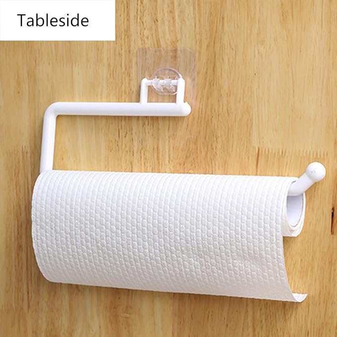 Paper Towel Holder Toilet Dispenser Multi-Purpose Hanger for Towels Bathrobes Wrap Punch-Free Towel Rack Wall Mounted Bathroom Kitchen Freestanding