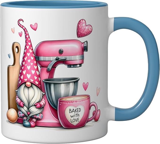 Baker Cute Baking Pastry Chef Bake Love Bakery Owner Ceramic Mug, Blue/White
