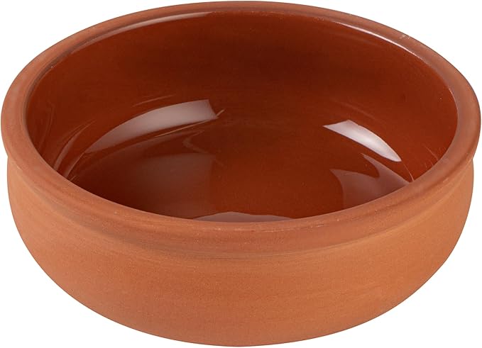Restaurantware-Terra Tek 6.8 Ounce Terracotta Cazuelas, 2 Brown Glazed Clay Pots For Cooking - Oven-Ready, Microwavable, Terracotta Serving Pots, Dishwashable, For Cooking And Serving