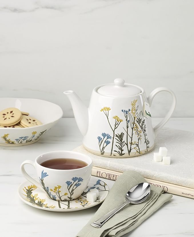Lenox 898386 Wildflowers Tea Cup & Saucer, Set Of 4