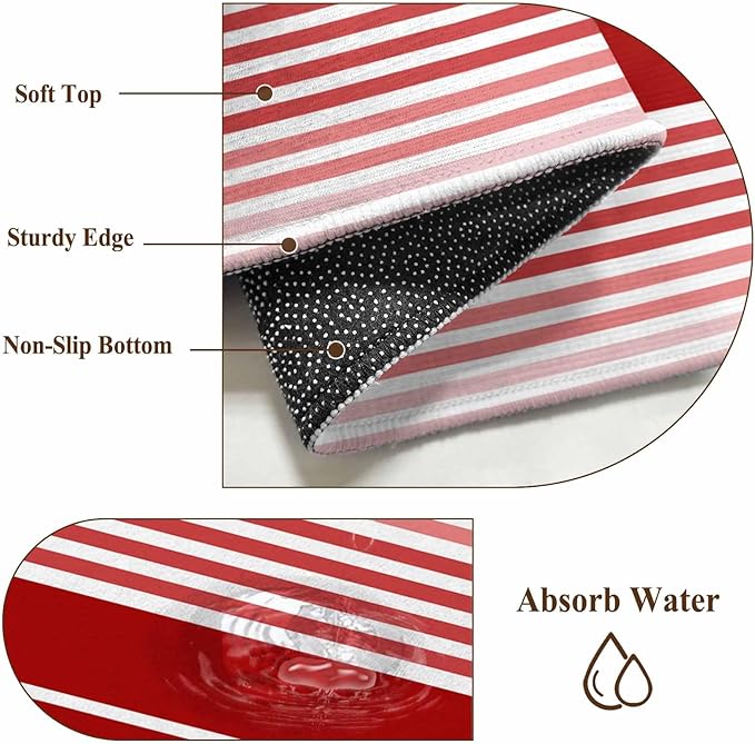 Washable Round Area Rug Abstract Gradient Red White Stripes Circle Rugs Floor Carpet for Living Room Bedroom, Ombre Modern Art Soft Non Slip Round Rug 3ft