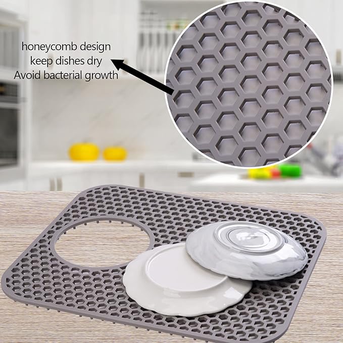 Drain Stopper, Kitchen Sink Protector Mat Silicone Sink Mat Drain Pad Sink Divider Mat Accessories
