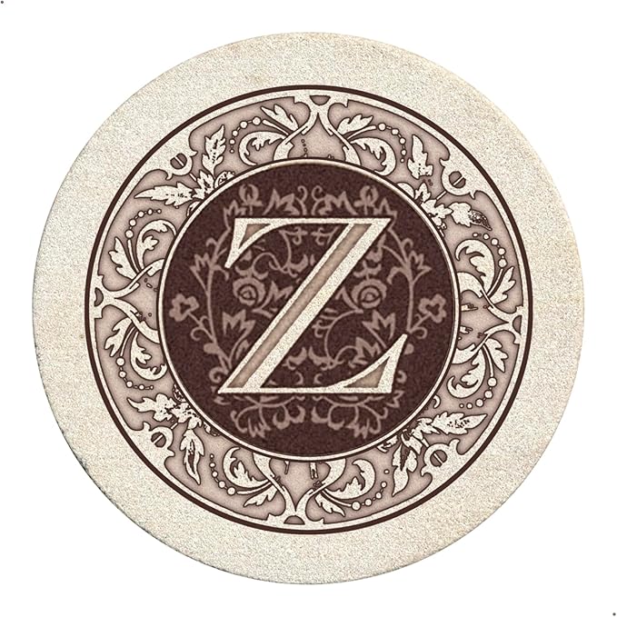 Thirstystone Monogram Letter Z 4 Pack Natural Sandstone Coaster Manufactured in The USA Artistic Absorbent Easily Wipes Clean