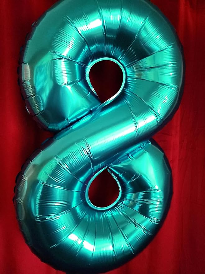 40 Inch Number 8 Balloon, Blue-green 8 18 28 80 Birthday Balloons for Men Boys, 8th Birthday Decorations Party Supplies, Wedding, Graduations