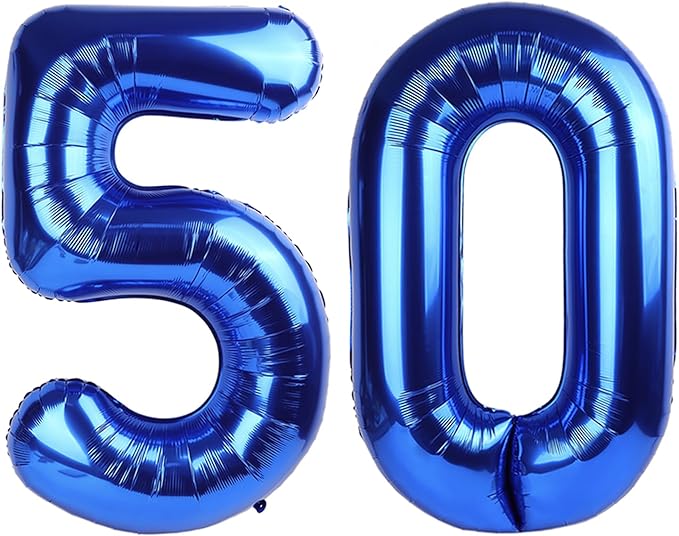 50 Balloons Number, Foil 40 Inch Dark Blue 50th Birthday Party Decoration for Men & Women, Big Number Balloons Party Supplies for Engagement Wedding Anniversary