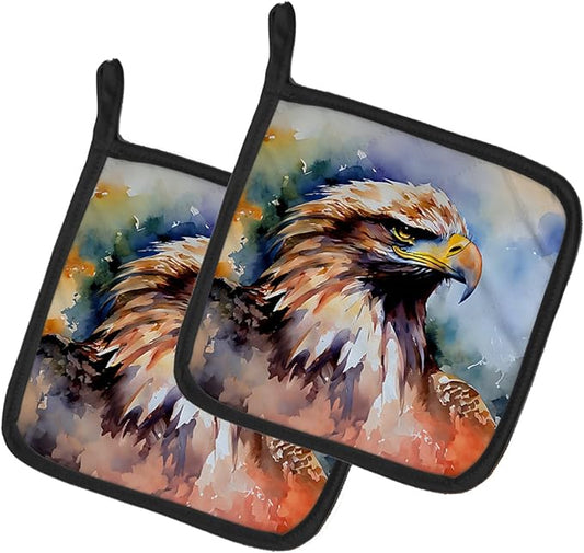 Caroline's Treasures Eagle Pair of Pot Holders Kitchen Heat Resistant Pot Holders Sets Oven Hot Pads for Cooking Baking BBQ, 7 1/2 x 7 1/2