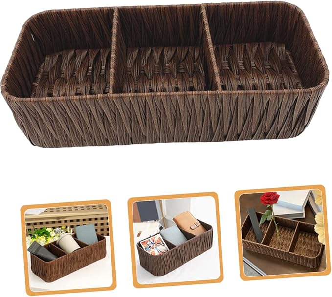Capacity Woven Organizing Basket Woven Box for Desktop Decorative Storage