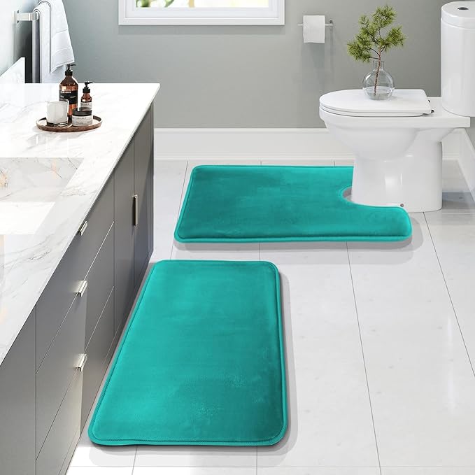 Clara Clark Bathroom Rugs, Velvet Memory Foam Bath Mat, Non-Slip Bath Rugs, Machine Wash, Dries Quickly, Ultra Soft Plush Bath Mats for Bathroom,