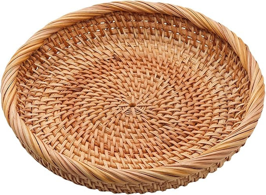 7.5'' Round Key Basket Small Wicker Tray for Remote Control Purse and Small Item More