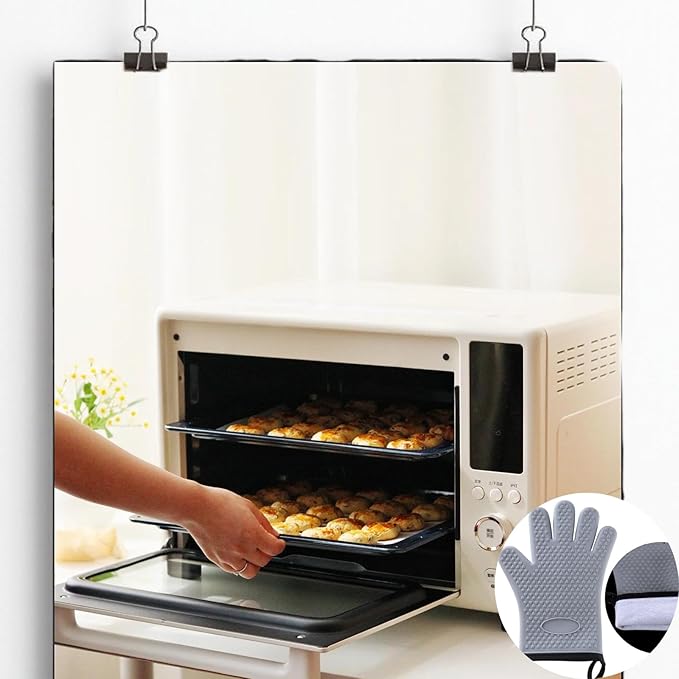 Silicone Oven Mitts with Fingers 2 Pack, Heat Resistant 500°F, Non‑Slip Waterproof Grey Kitchen Oven Gloves with Soft Cotton Lining for Baking, Grilling, BBQ