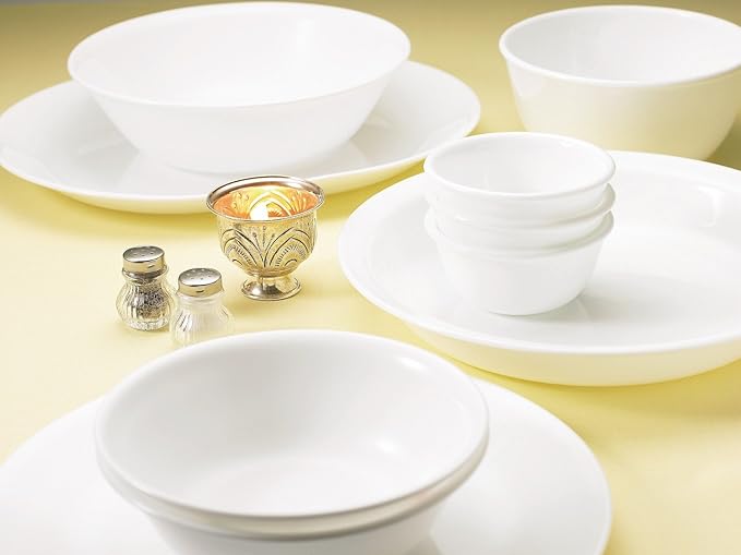CORELLE J420-N CP-9637 Plate, Outer Diameter 8.5 x Height 1.6 inches (21.5 x 4 cm), Break-Resistant, Lightweight, Winter Frost White, Deep Plate, Set of 5