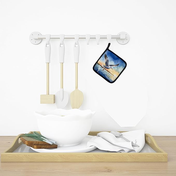 Caroline's Treasures Gull Flying Low Pair of Pot Holders Kitchen Heat Resistant Pot Holders Sets Oven Hot Pads for Cooking Baking BBQ, 7 1/2 x 7 1/2