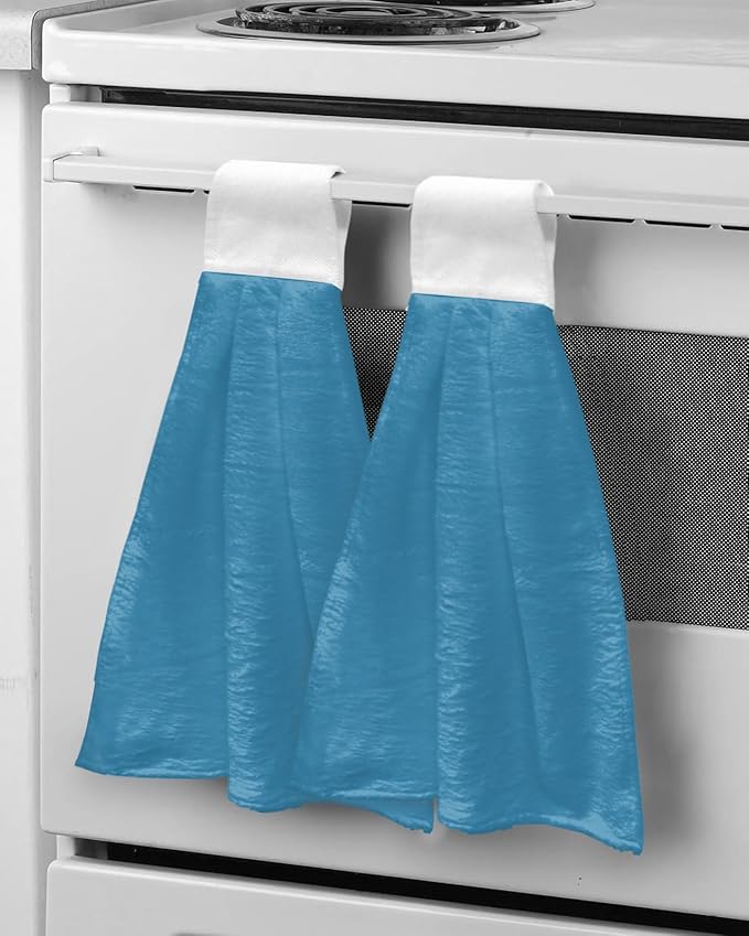 Alandar Home Kitchen Tie Towel Set of 1, Modern Marine Ocean Pure Blue Absorbent Soft Hand Towels for Bathroom Hanging Towels, Minimalist Solid Color Art Fast Drying Cleaning Cloth with Loop