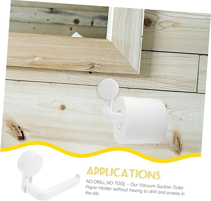 Unomor Modern Vacuum Suction Cup Toilet Tissue Holder Wall Mount Paper Roll Organizer No Drill No Tool Install Bathroom Kitchen Accessory