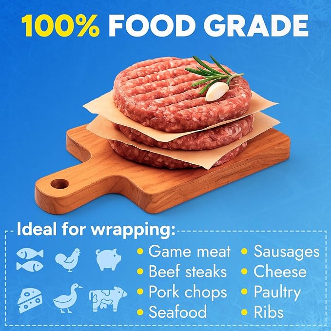 18" x 13200" (1100') Made in USA Brown Freezer Paper Roll – Moisture-Resistant Wrap, Prevents Freezer Burn, Keeps Meat Fresh for up to 1 year – Plastic Coated Paper for Meat, Fish, and Poultry