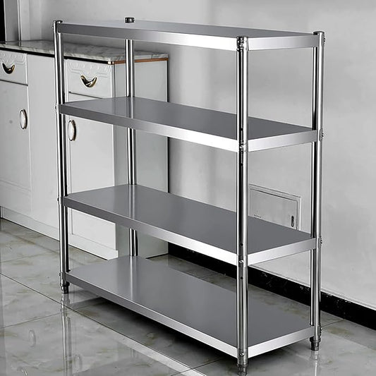 Stainless Steel 4 Tier Microwave Oven Rack Heavy Duty Kitchen Storage Shelf for Garage Workbench Organizer with Display Rack Silver 60Cm,Silver-120cm