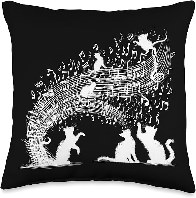 Cat Sheet Music Cute Animals Classic Musician Player Funny Throw Pillow