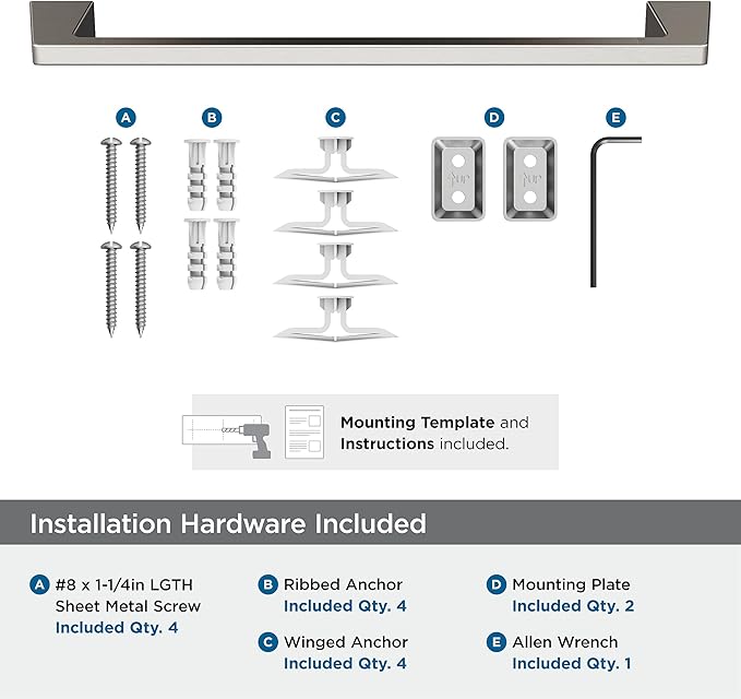 Amerock BH36003G10 | Brushed Nickel Towel Bar | 18 in (457 mm) Towel Rack | Blackrock | Bathroom Towel Holder | Bathroom Hardware | Bath Accessories