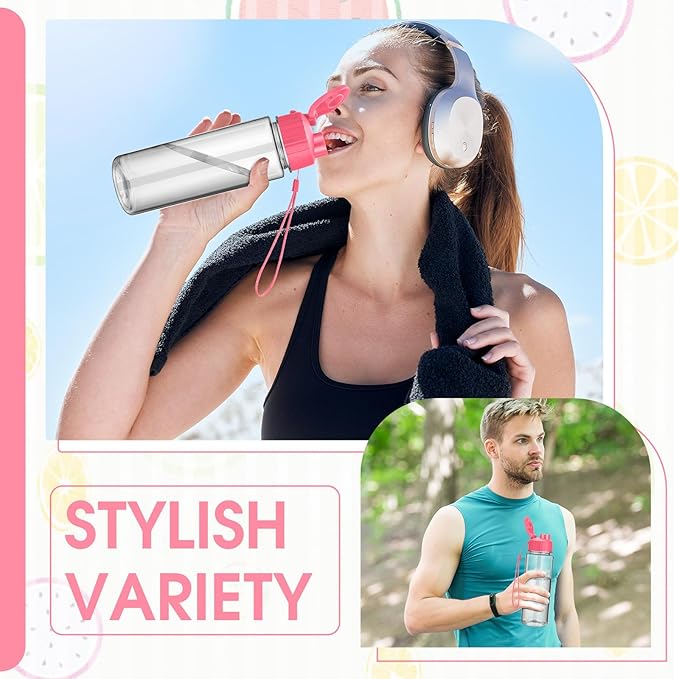 Maxcheck 30 Pieces Water Bottle Bulk 17 oz Plastic Sports Water Bottles Bulk with Handle Strap Lightweight Leakproof Drink Flip Top for Adults Fit Gym(Classic Style,Pink)