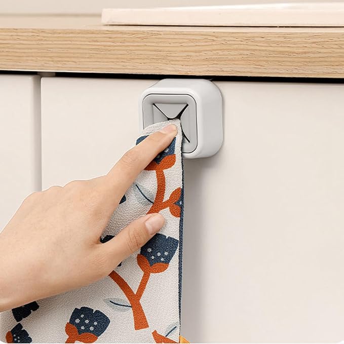 Fafeicy Bathroom Towel Hook, Plastic Material, Wall Mounted Rack Push Hook for Kitchen Bathroom Organization