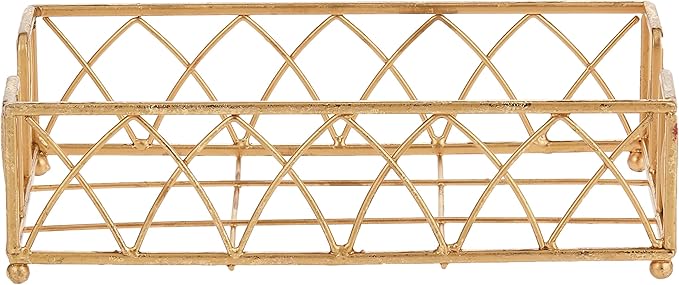 Boston International Arch Design Guest Towel Napkin Holder Caddy, Gold Leaf