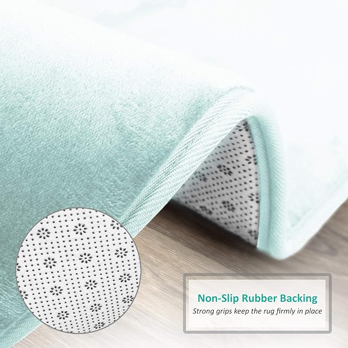 Clara Clark Bathroom Rugs, Velvet Memory Foam Bath Mat, Non-Slip, Machine Washable Bath Rugs - Dries Quickly, Ultra Soft Plush Bath Mats for Bathroom, 20 x 24, Light Blue