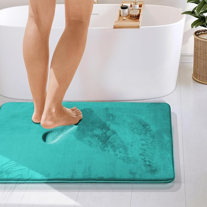 Clara Clark Bathroom Rugs, Velvet Memory Foam Bath Mat, Non-Slip Bath Rugs, Machine Wash, Dries Quickly, Ultra Soft Plush Bath Mats for Bathroom,