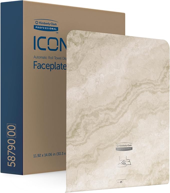 Kimberly-Clark Professional ICON Faceplate (58790), Warm Marble Design, for Automatic Hard Roll Towel Dispensers (Qty 1)