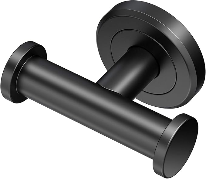 Gatco 4245AMX Latitude II Double Robe Hook, Wall Mounted Bathroom Towel & Robe Hook, Matte Black