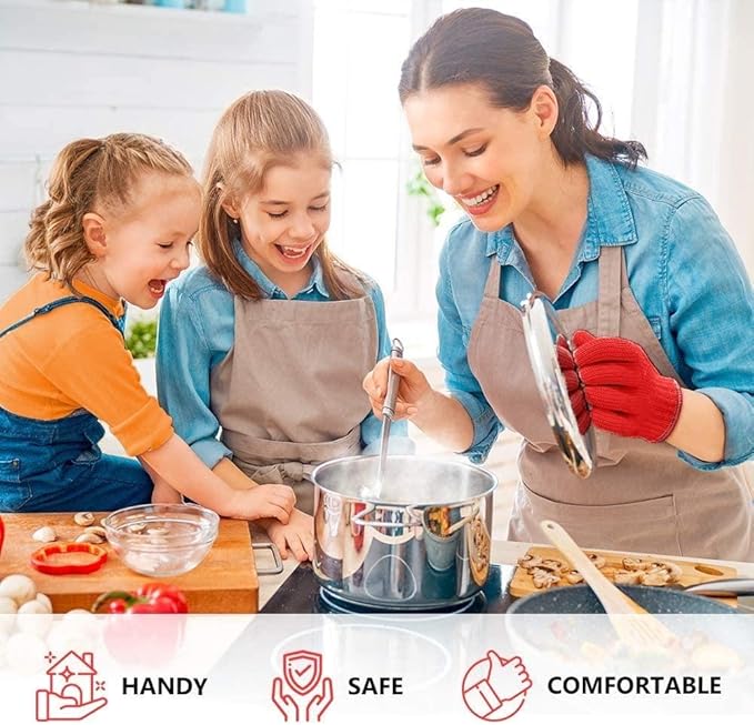 Killer's Instinct Outdoors 1 Pair Heat Resistant Gloves Oven Gloves Heat Resistant with Fingers Red Mitts Kitchen Pot Holders Cotton Mitts Red Kitchen Holders Double Set