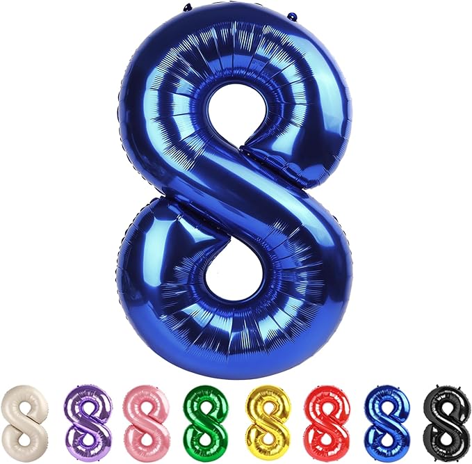 Navy Blue Number 8 Balloon 40In Birthday Decorations for Girl Boy Women Men, Balloon Numbers Party Decorations for Last Toast On The Coast Bachelorette Party