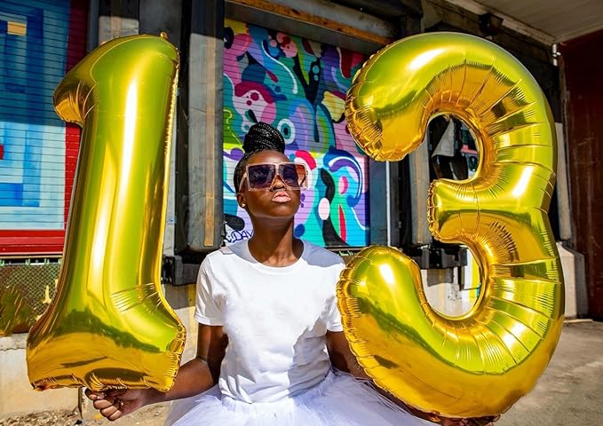Big 23 Balloons Number, 40 Inch 32 Balloon for Women Men, Gold Number Ballons for Birthday, Party, Wedding, Anniversaries, Celebration Party, Graduation