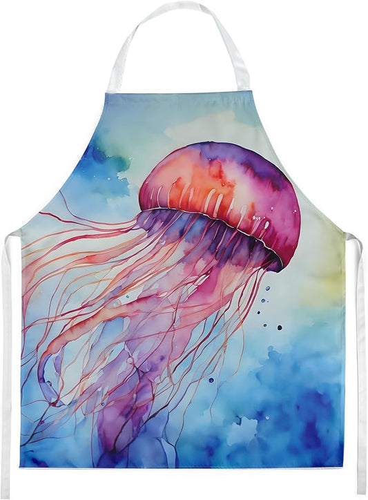 Caroline's Treasures Jellyfish Apron Cooking Kitchen Server Baking Crafts Gardening for Adult Women Men, Unisex, Large, Multicolor