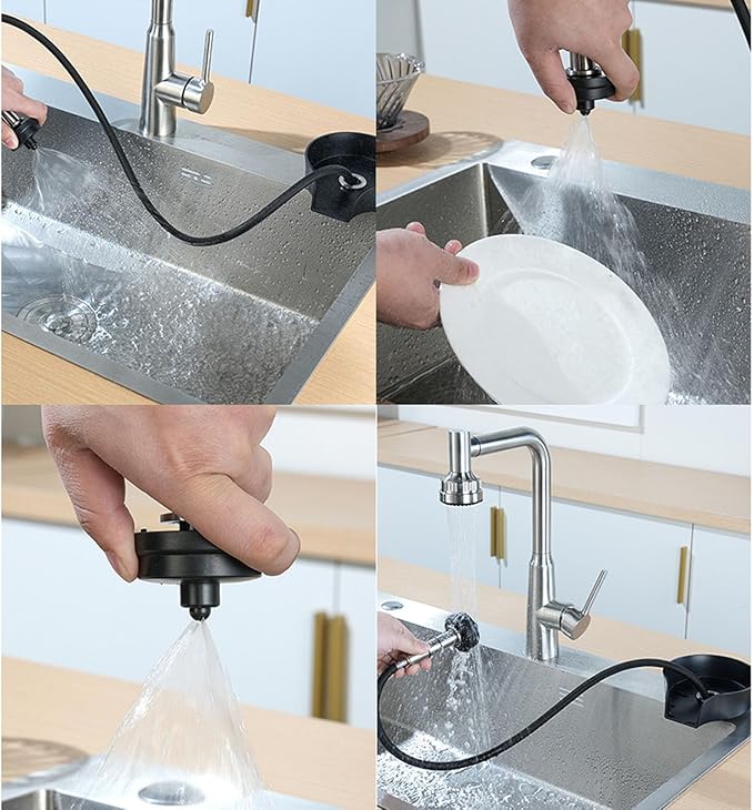 Automatic Glass Rinser for Kitchen Sink, Stainless Steel Cup Washer with G1/2 Thread, Professional - Pressure Glass Washer, ABS Plastic Base