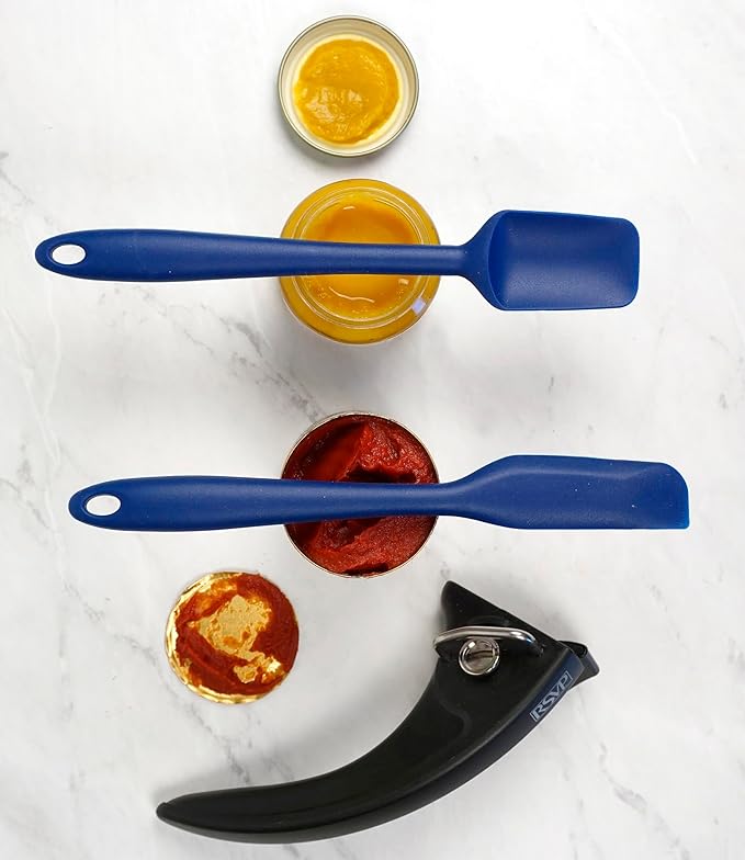 RSVP International Ela's Favorite Silicone Spatula, Blue, 8" | BPA-Free Silicone | Scrape Batters, Flip Eggs, Ice Cakes, & More | Dishwasher Safe & Heat Resistant | Cooking, Baking & More