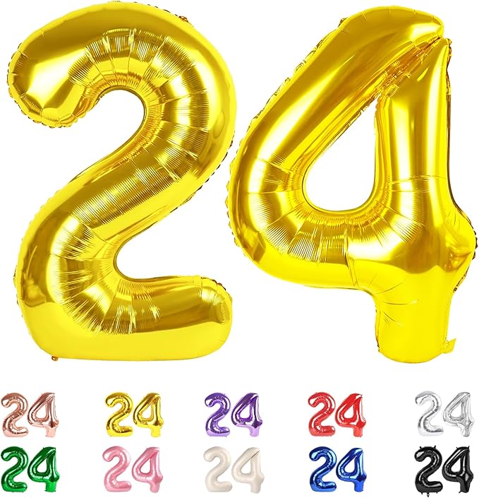 Numbers 24 Balloons, 42 Balloons, 24th Gold Party Decorations 40 In Big 42nd for Girl Boys Engagement, Wedding, Celebration Party, Graduations, Photo Shoot