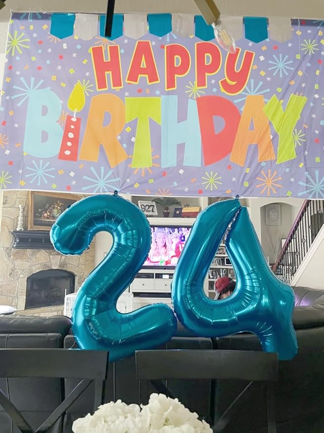 Light Blue Birthday Two Balloons Number, Balloon 2nd Numbers for Girl Boy Baby Shower, Numbers 40 Inch for 2 12 22 2025 Graduation Party Wedding Anniversaries Celebration