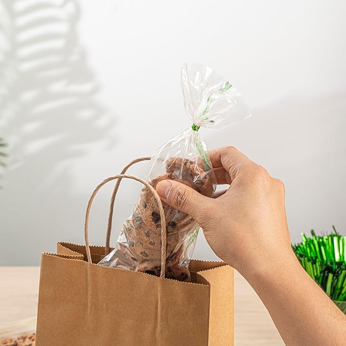 Restaurantware Candy Bags 100 Pcs 10" x 3.7" Heat-Sealable Clear Plastic Bags Greaseproof Home Compostable Freezer-Ready No-Flap Treat Carriers for Candies, Cookies, Bakery, Party Favours