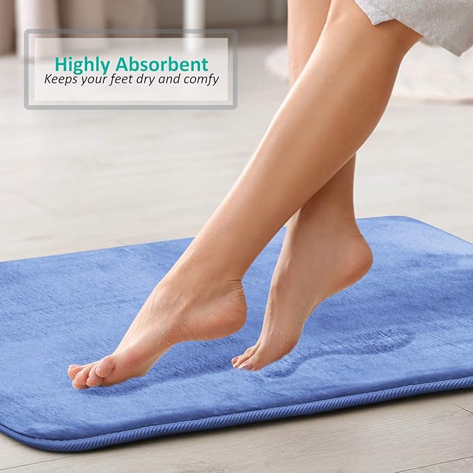 Clara Clark Bathroom Rugs, Velvet Memory Foam Bath Mat, Non-Slip Bath Rugs, Machine Wash, Dries Quickly, Ultra Soft Plush Bath Mats for Bathroom,