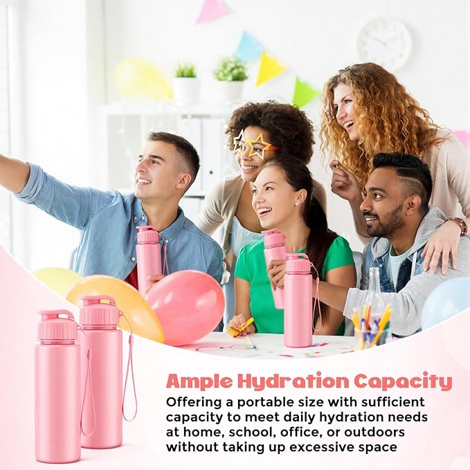 Mifoci 20 Pieces Water Bottle Bulk 17 oz Plastic Water Bottles Bulk Gym Sports Adults Reusable Large Bottles with Leak Proof Flip Top for Party Outdoor (Solid Pink)