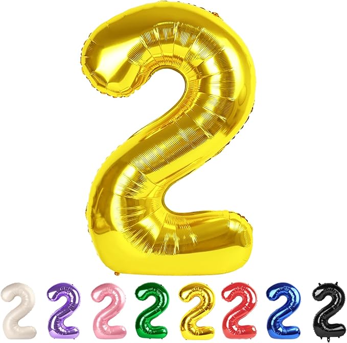 2 Balloon Numbers Gold Party Decorations for Women Men, 40 In Big Two Balloons for Engagement, Wedding, Celebration Party, Graduations, Photo Shoot