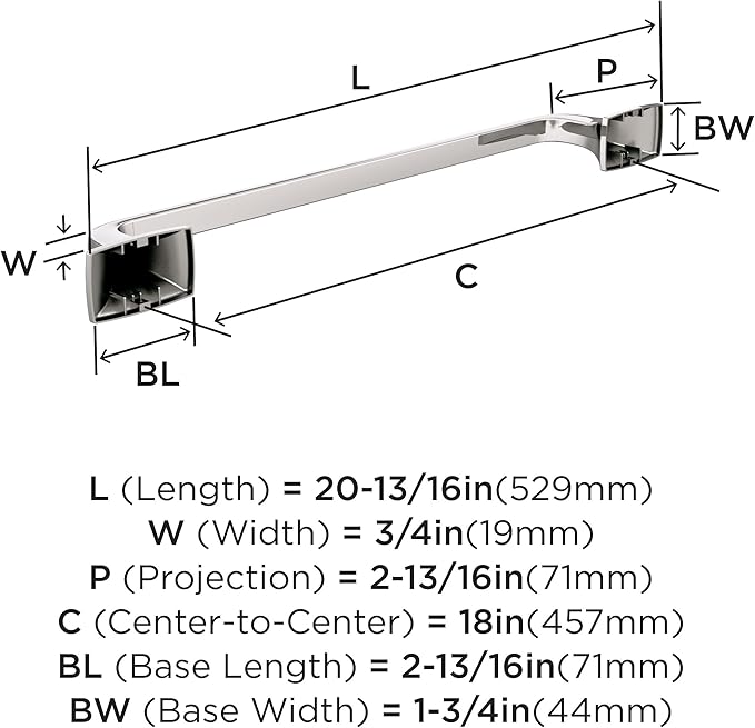 Amerock Highland Ridge Polished Nickel 18 inch (457mm) Towel Bar, BH36013PN