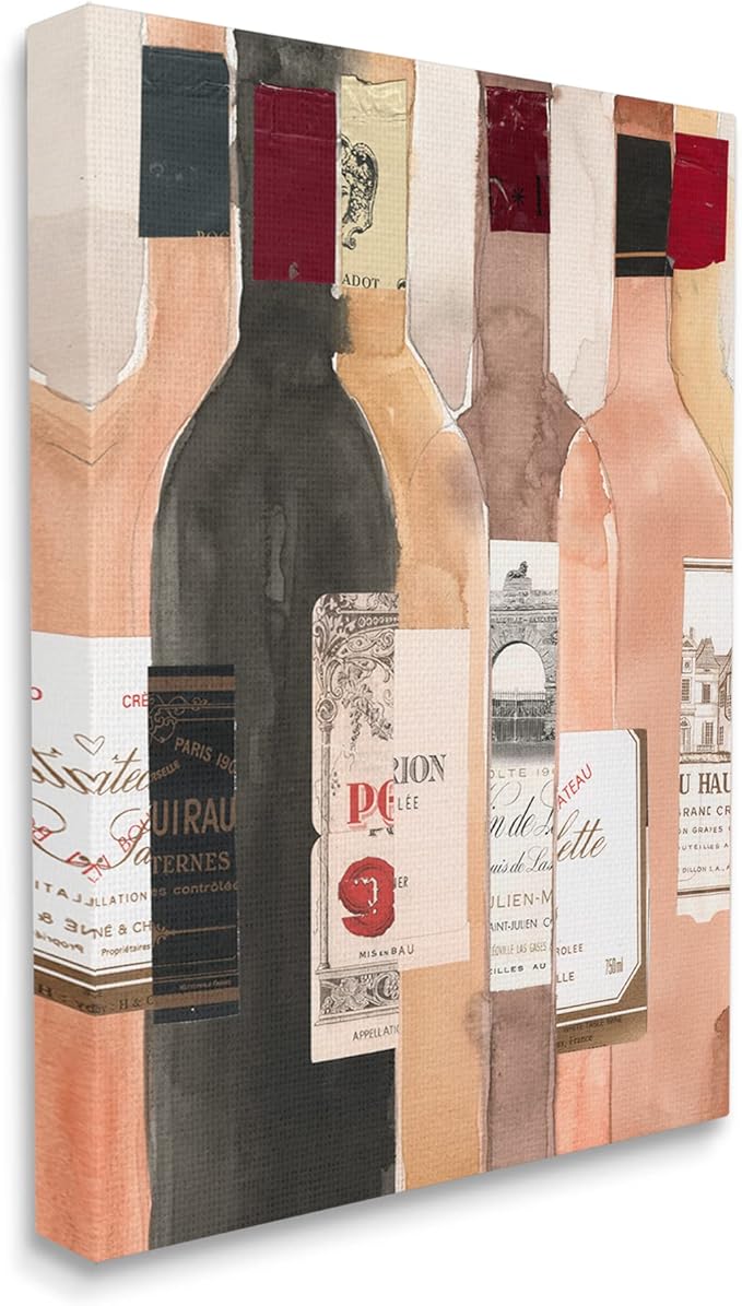 Stupell Industries Timeless Labeled Wine Champagne Bottles Vintage, Design by Samuel Dixon