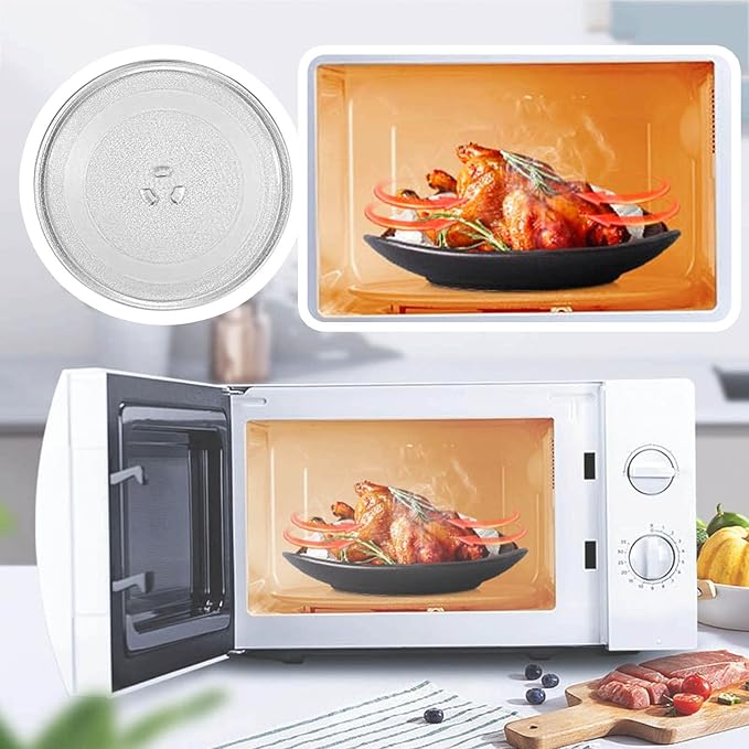 Microwave Glass Turntable Plate With 3 Fixtures, Microwave Glass Plate De Replacement Microwave Plate, 245mm 255mm 270mm Diameter, Microwave Glass Tray, Heat Resistance, Easy To Care For