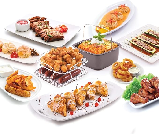 Nuwave 2pc Brio Air Fryer Cooking Accessory Kit, Reversible Rack and Baking Pan, Compatible with 3QT Brio Air Fryers or Larger