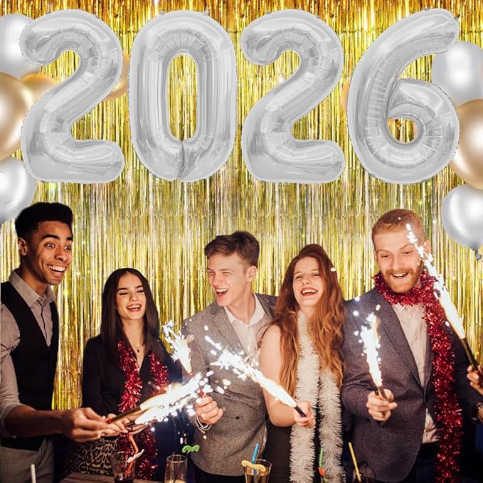 2026 Balloons Silver 2026 Foil Number Balloons, 40 inch 2026 Balloons New Year, Large 2026 Mylar Balloons for 2026 New Years Eve Party Supplies Festival Birthday Anniversary Graduation Decorations